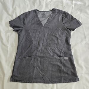 Figs Technical Collection Gray V-Neck Scrub Top Sz Small